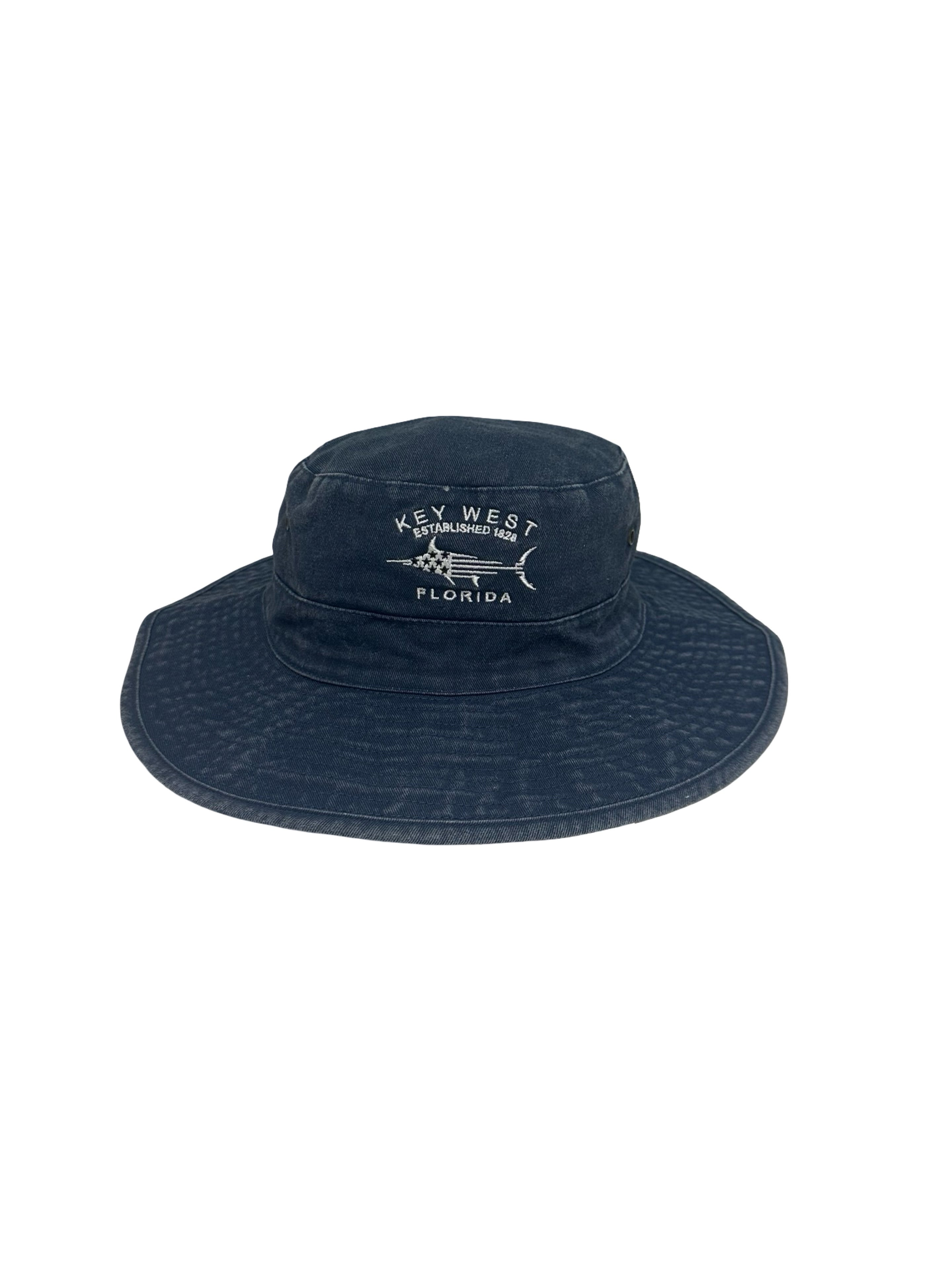 Swordfish American Flag Key West Bucket Hat Denim