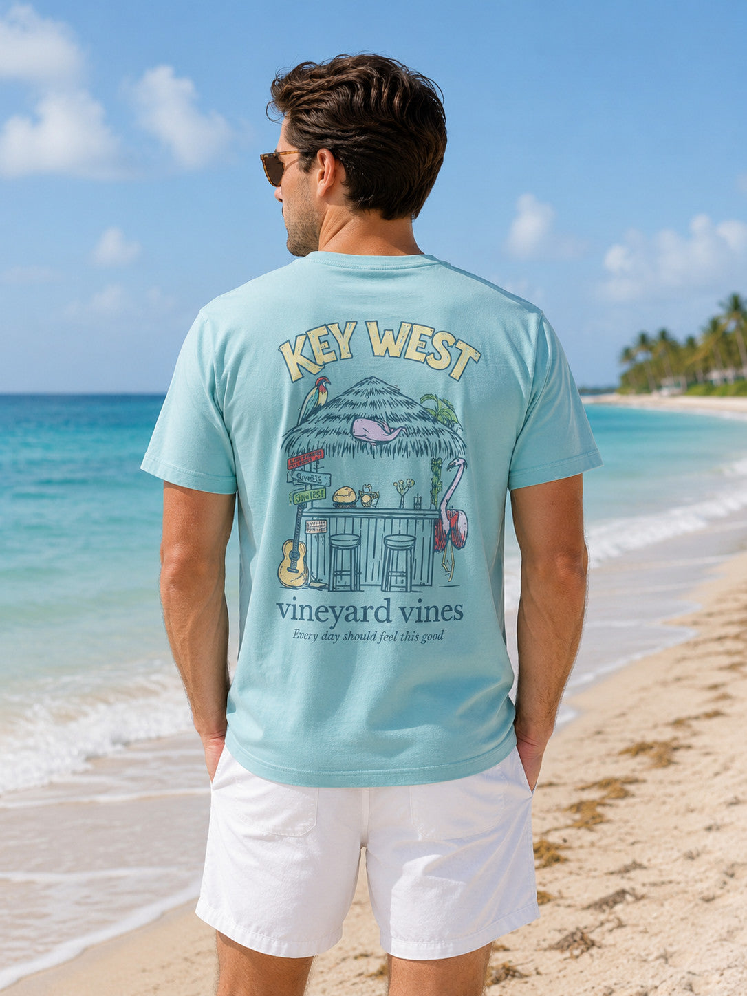 Vineyard Vines Bar Hut Key West SS Pocket Tee Mangrove Mint