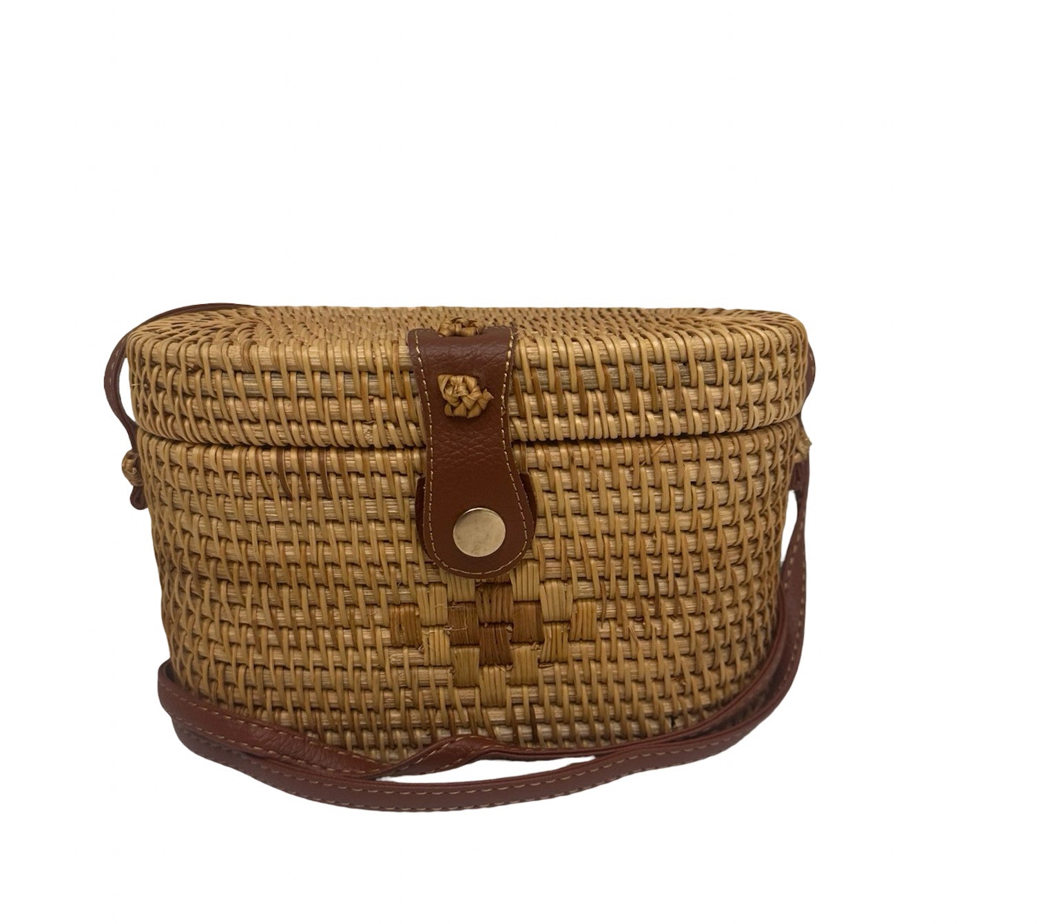 Shaddow and Fish Billie Wicker Woven Detail Luxe Bag Tan