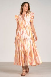 Elan Iris Ruffle Sleeve Maxi Dress