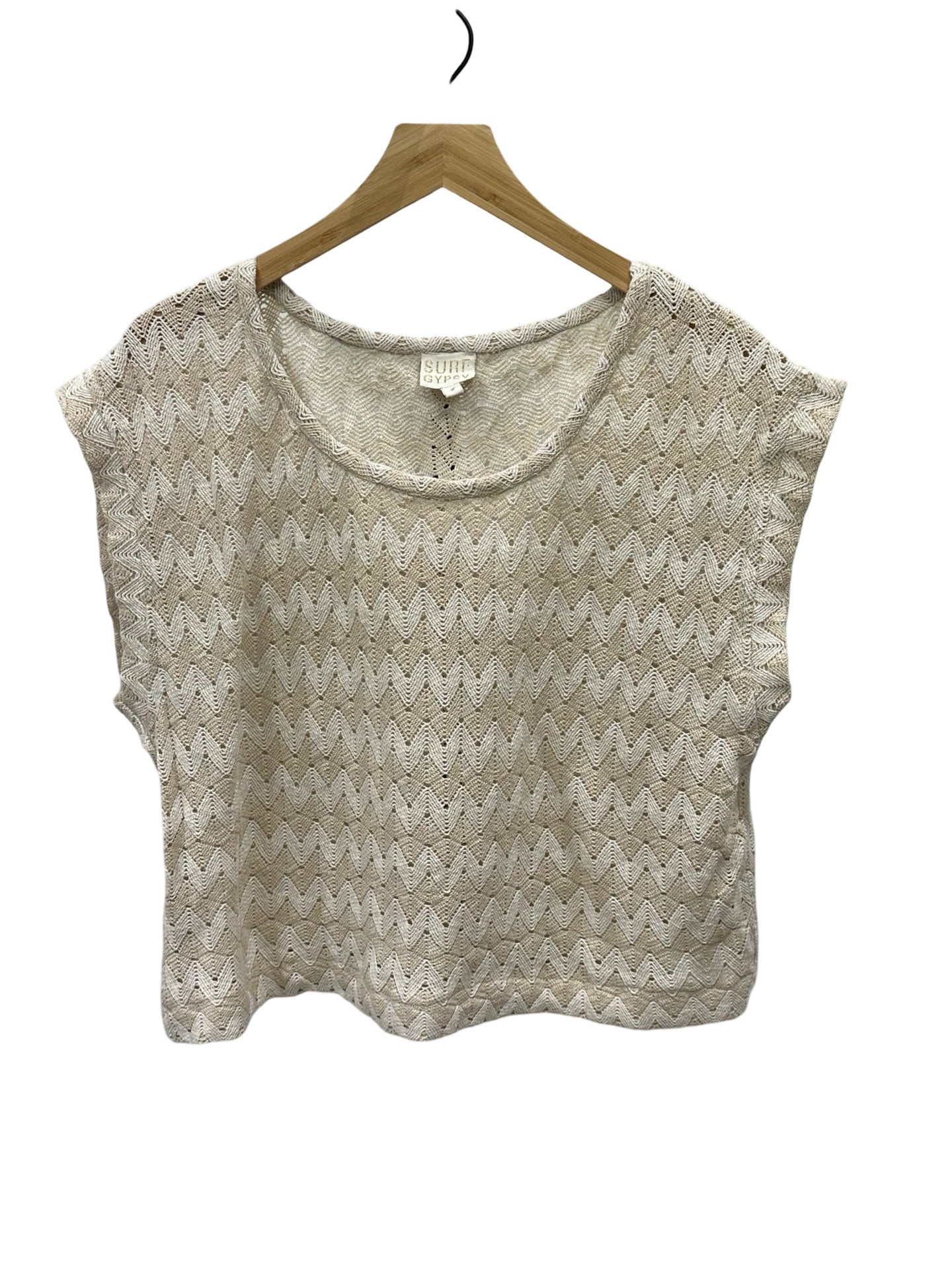 Surf Gypsy Stripe Texture Woven Crop Tee Cabana