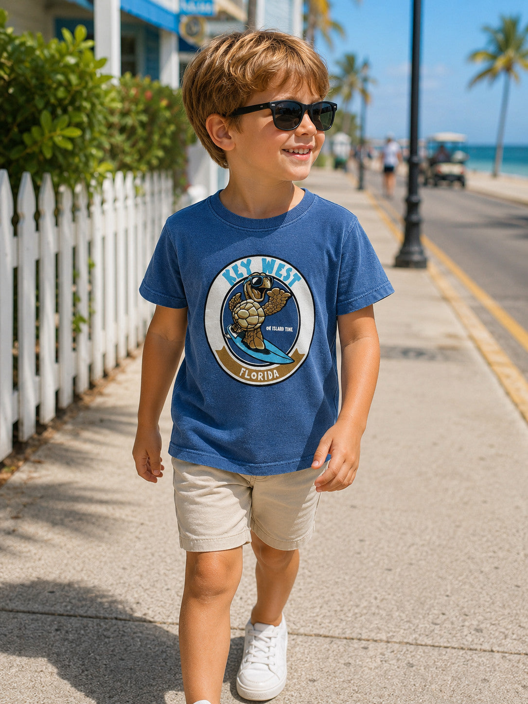 Shaddow and Fish Francesco Turtle Key West Toddler Tee Blue