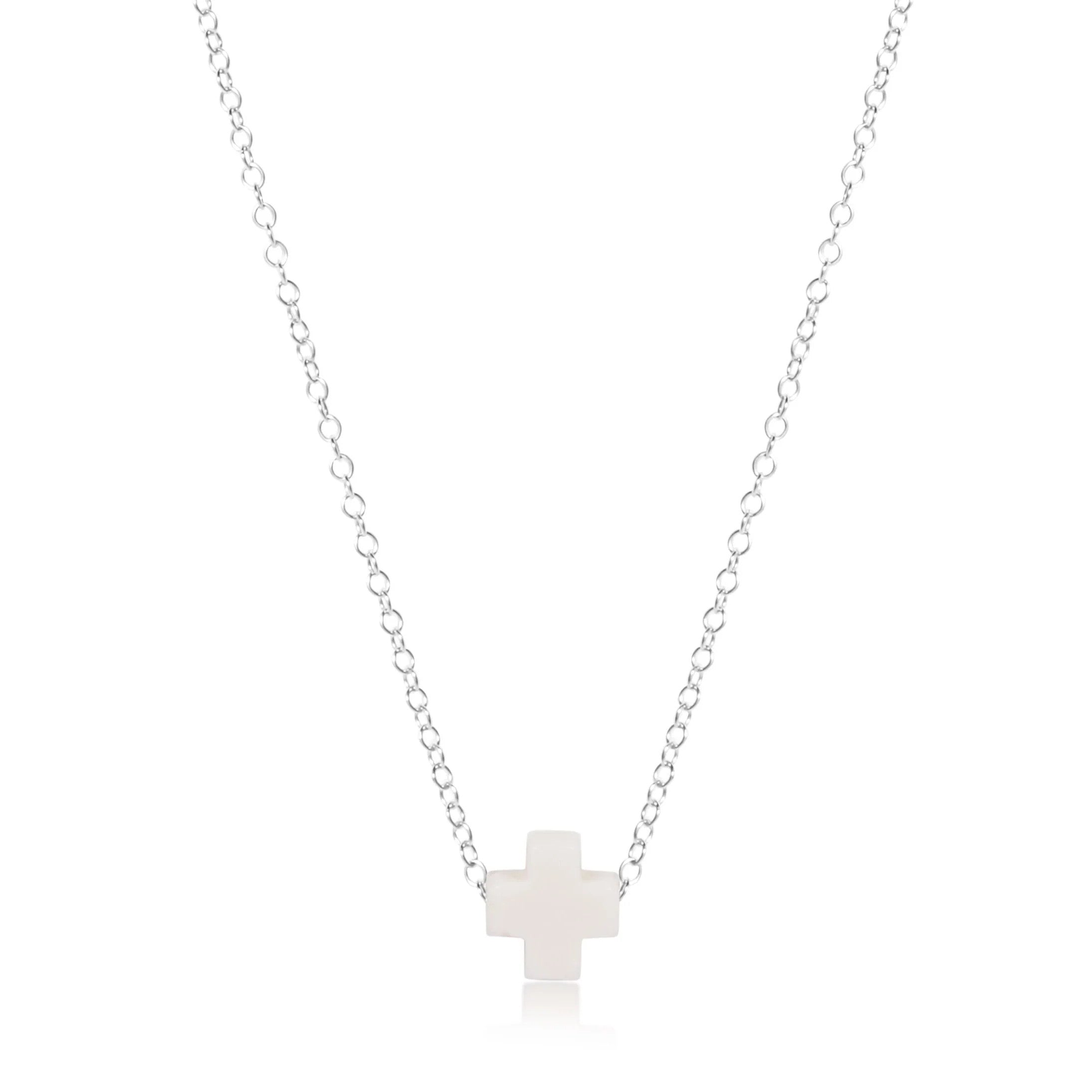 ENewton Sterling Signature Cross 16" Necklace Off White