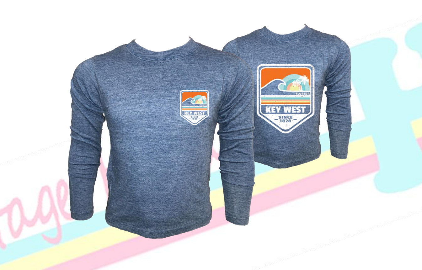 Vintage Havana Key West Crewneck Burnout Tee LS Toddler Bali Blue