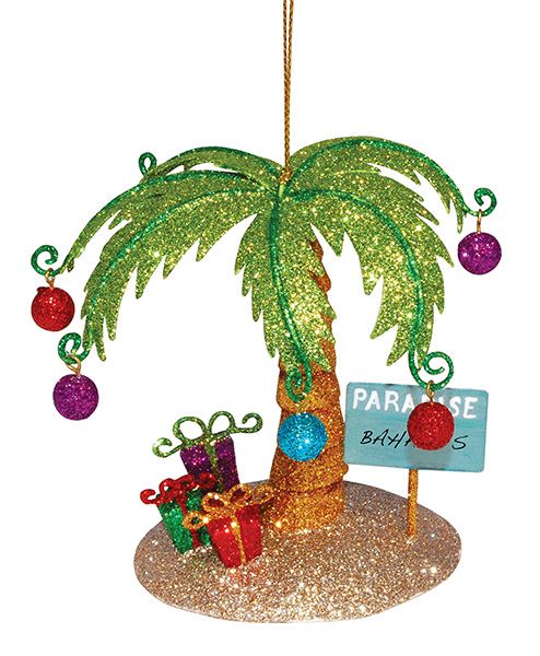 Cape Shore Key West Palm Glittered Metal Ornament