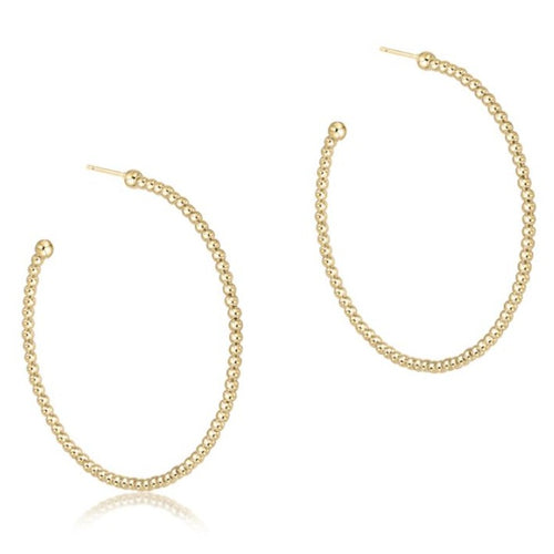 ENewton Gold 2mm Classic Beaded 1.25" Post Hoop Earrings