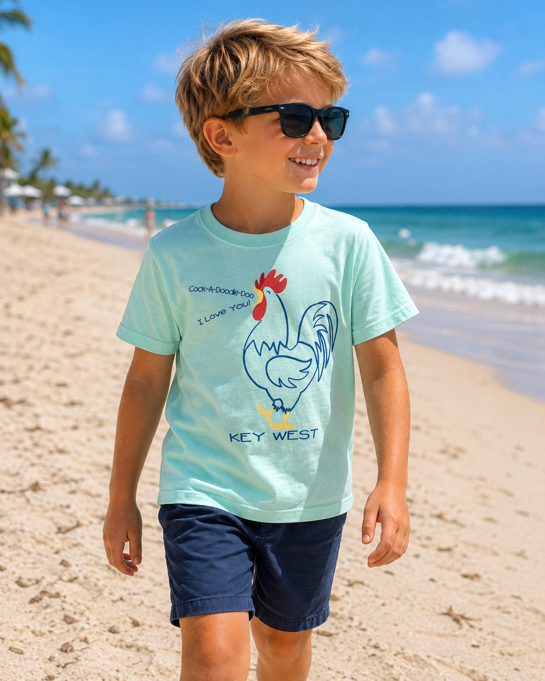 Shaddow and Fish Baby Doodler Rooster Key West Tee SS Mint
