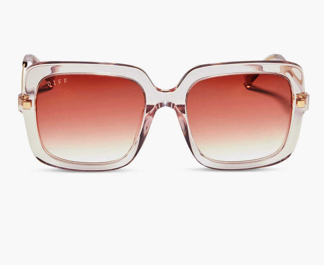 Diff Sandra Light Pink Crystal Frame w/ Dust Gradient Lens Sunglasses