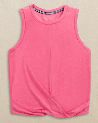 Southern Tide Lacy Coastal Breeze Active Twist Tank Island Pink