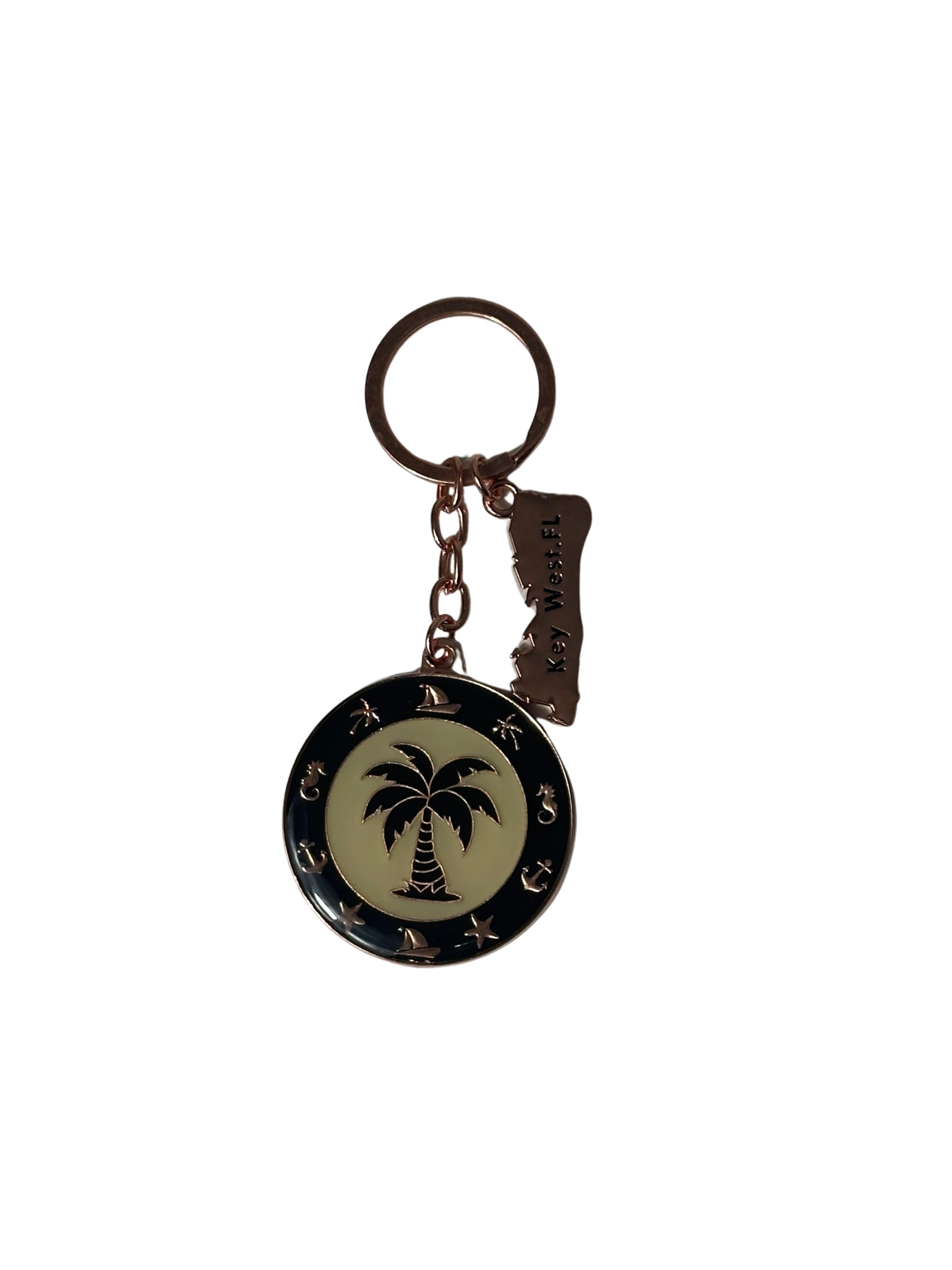 Coastal Palm Medallion Key West Keychain Black