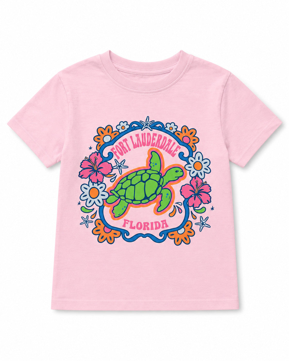 Shaddow and Fish Youth Sugar Turtle Fort Lauderdale Glitter Tee SS Blush