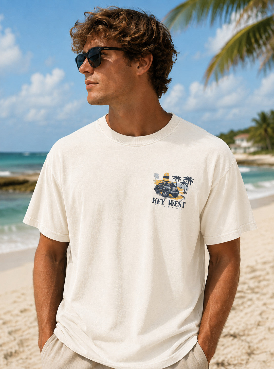 Shaddow and Fish Plot Stop Jeep Key West SS Tee