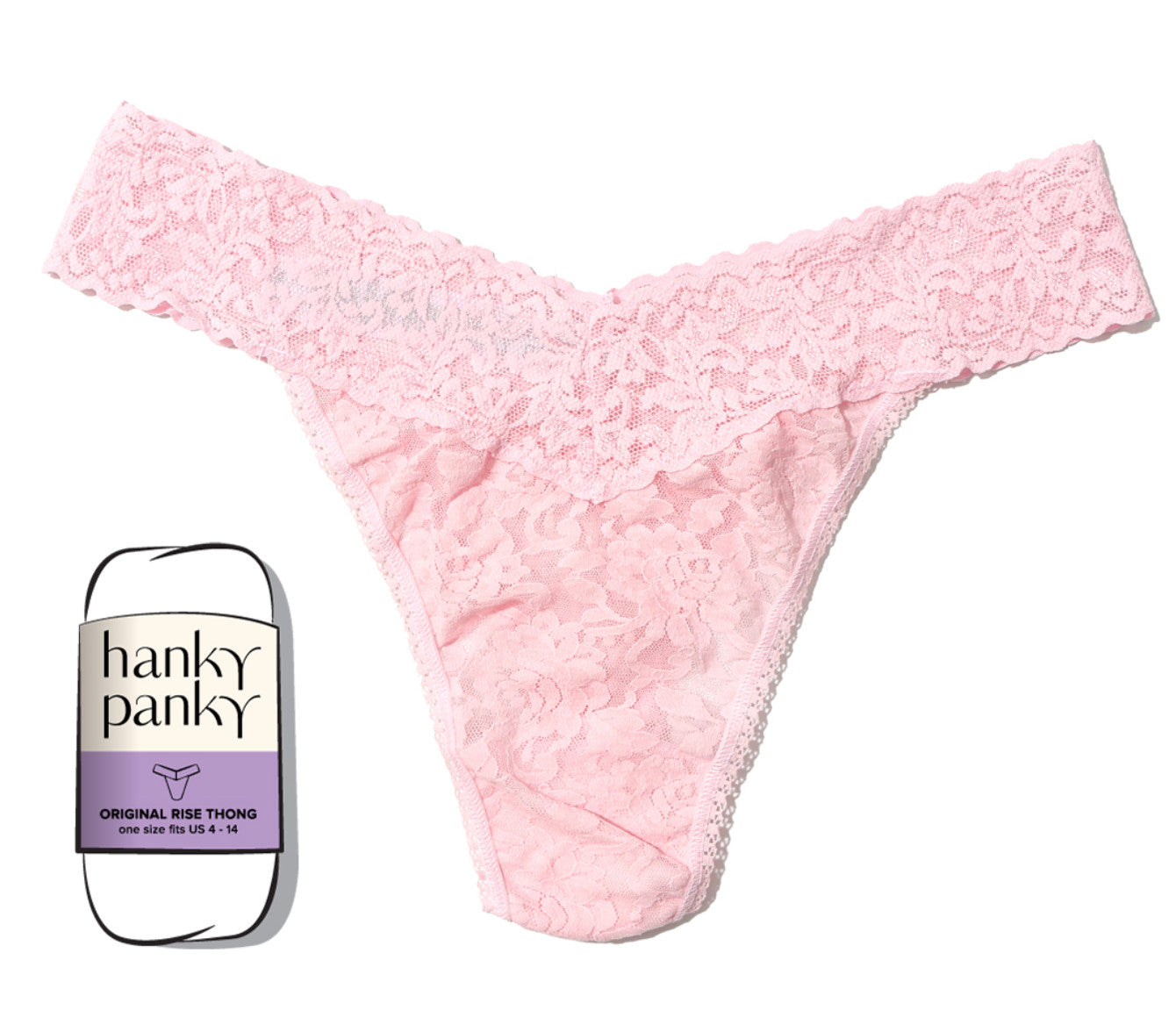 Hanky Panky Rolled Signature Original Lace Rolled Solid Bliss Pink O/S
