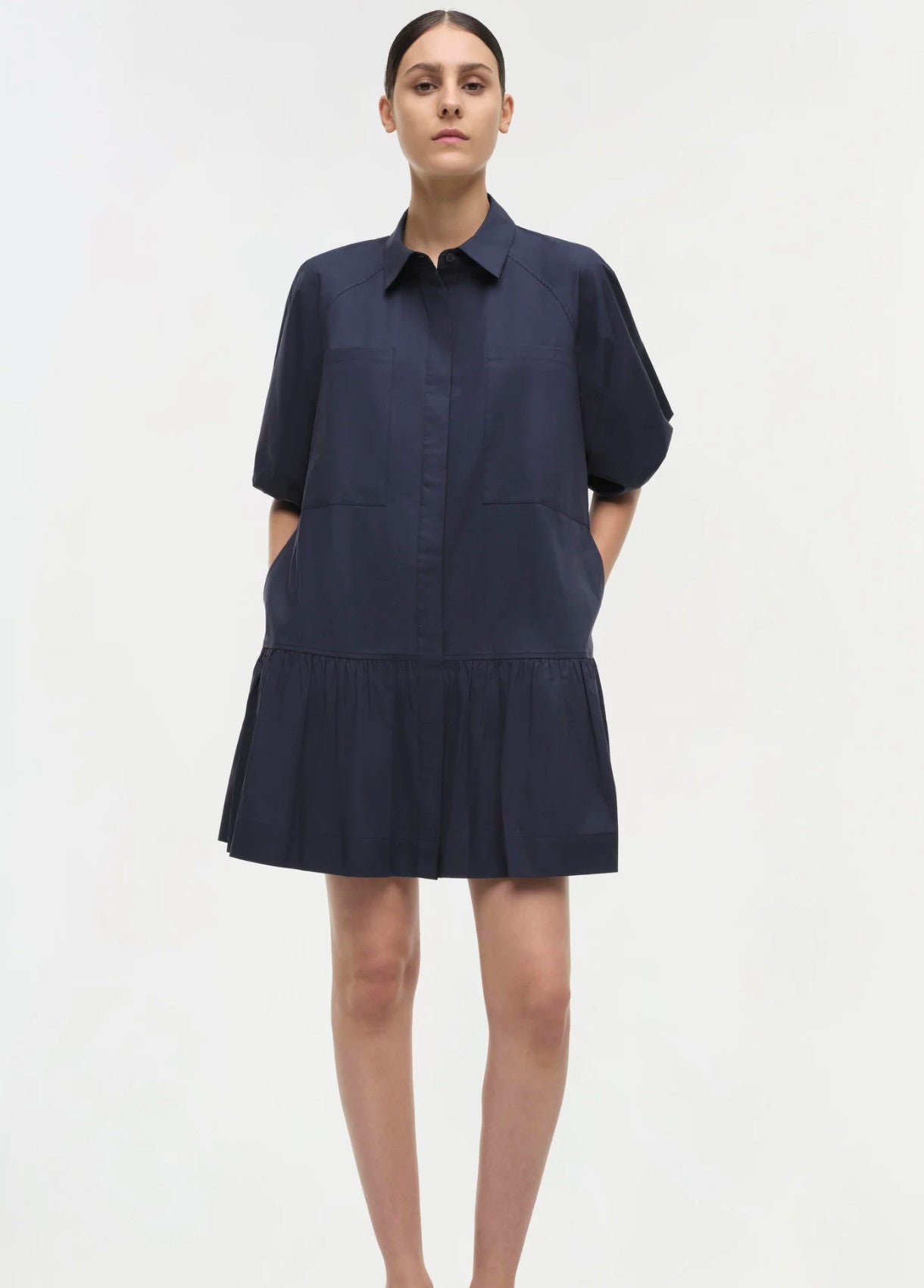 SIMKHAI Crissy Cotton Poplin Dress Midnight *