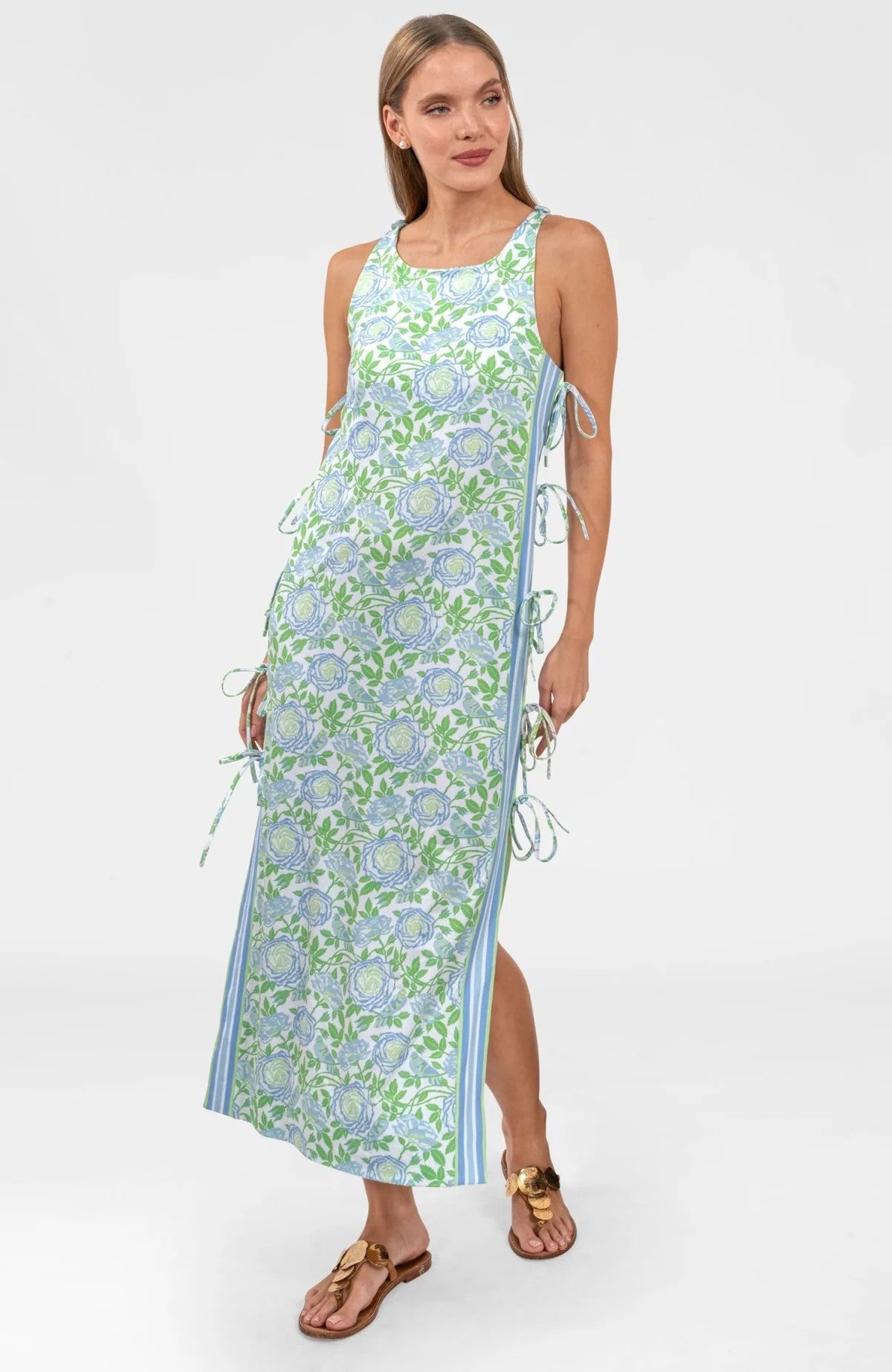 Gretchen Scott Smell the Roses Tie Maxi Dress Kelly/Peri