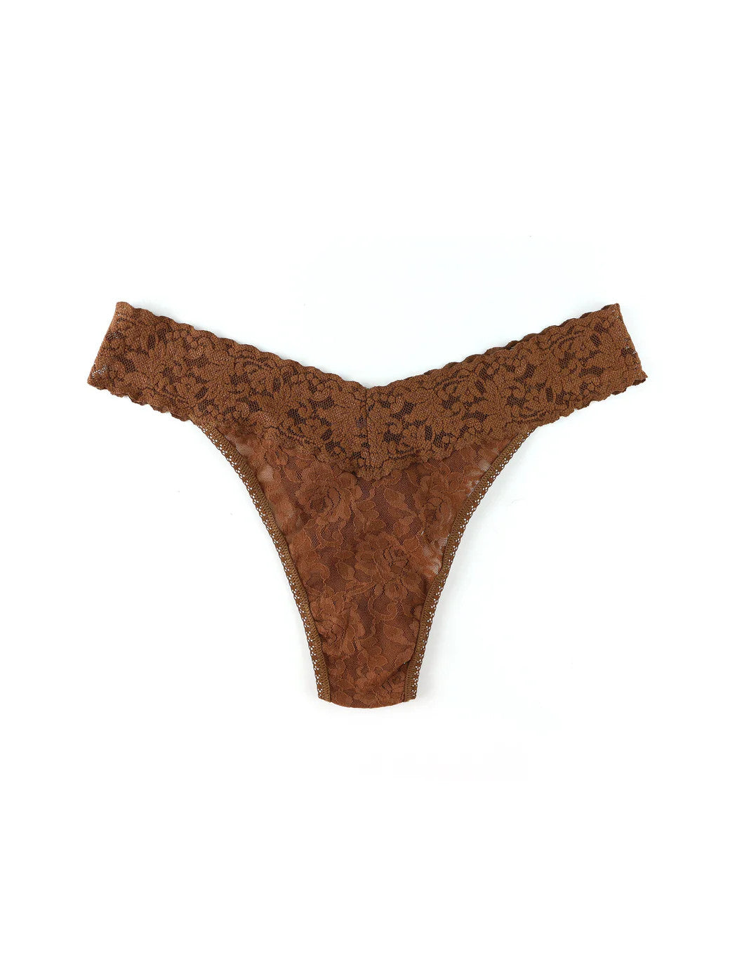Hanky Panky Rolled Signature Original Lace Rolled Thong Solid Machiatto O/S