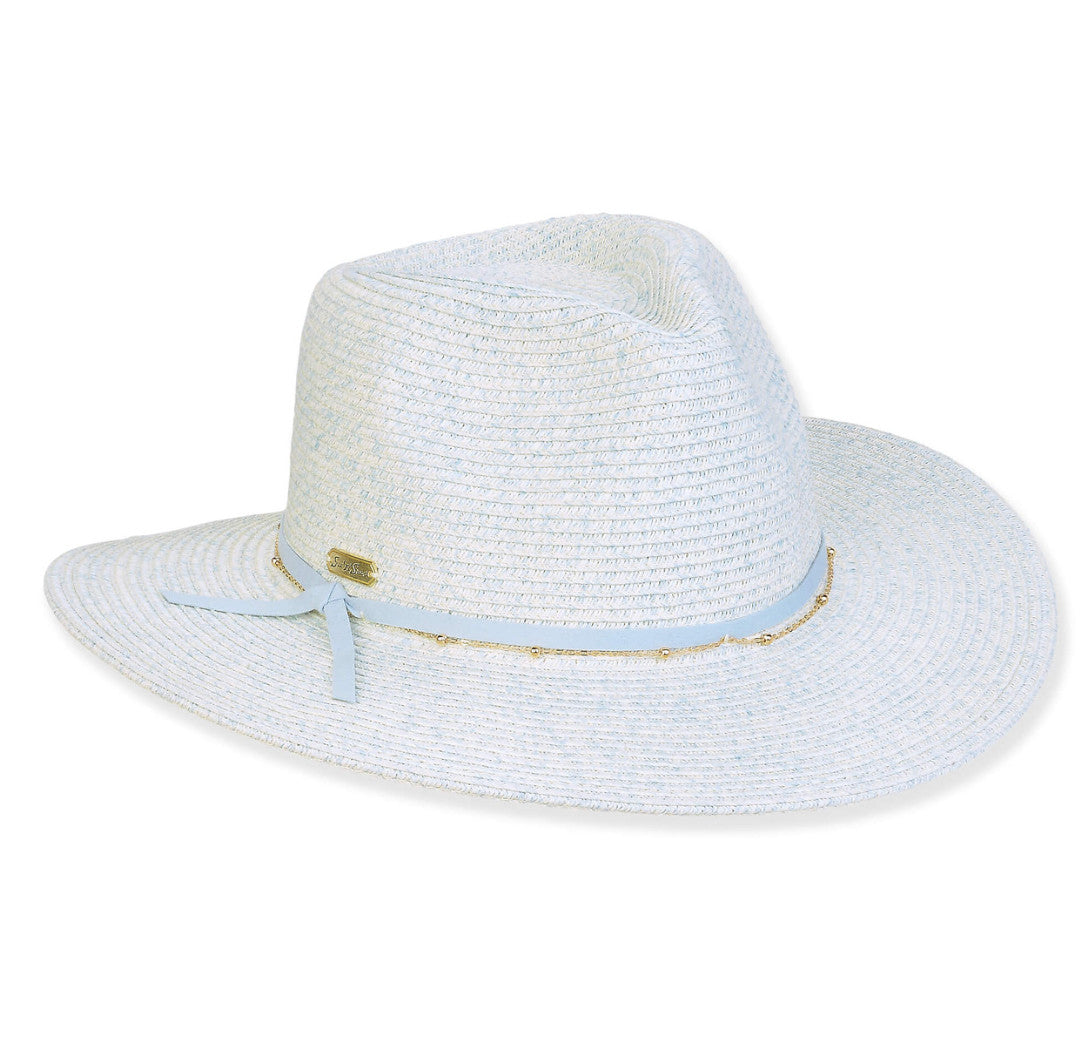Sun 'N' Sand Emily Beaded Gold Chain Safari Brim 3" Hat