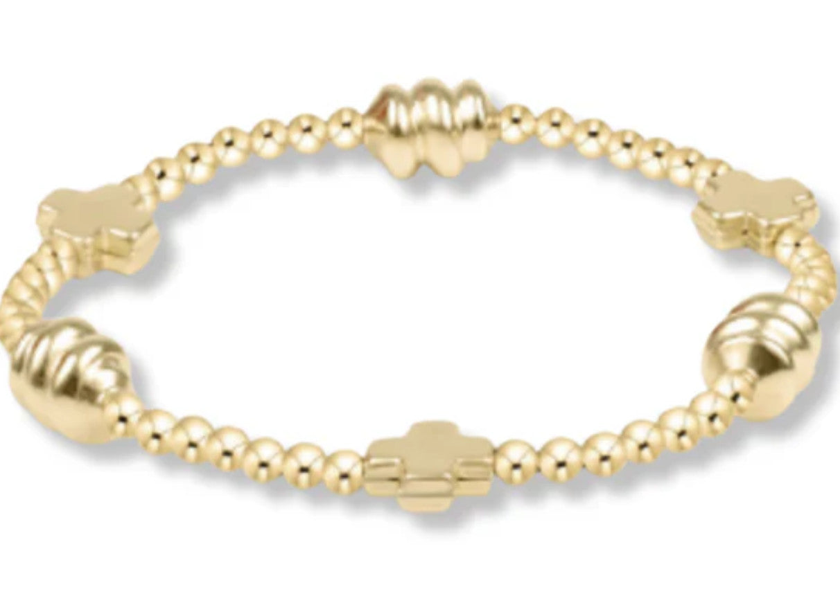 Enewton Signature Cross Admire Gold 3mm Bead Bracelet Off Gold