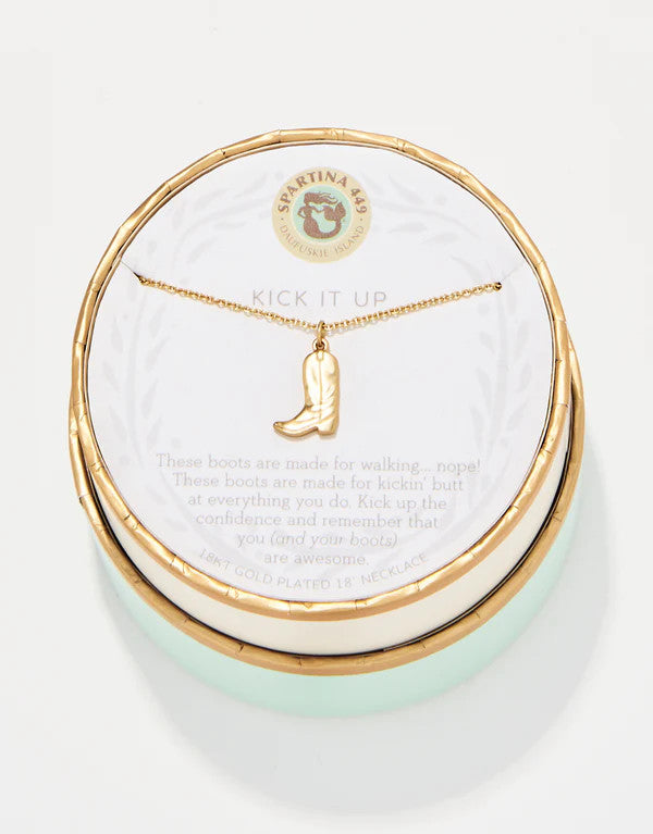 Spartina Music Kick it Up Cowgirl Boot Sea La Vie Necklace Gold