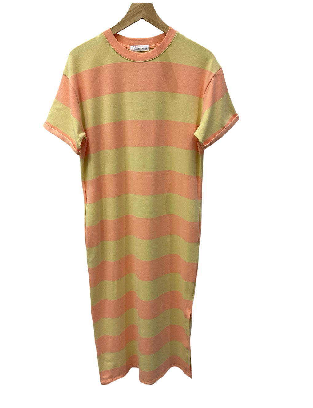 Shaddow and Fish Simona Striped T-Shirt  Midi Dress  Golden/Peach