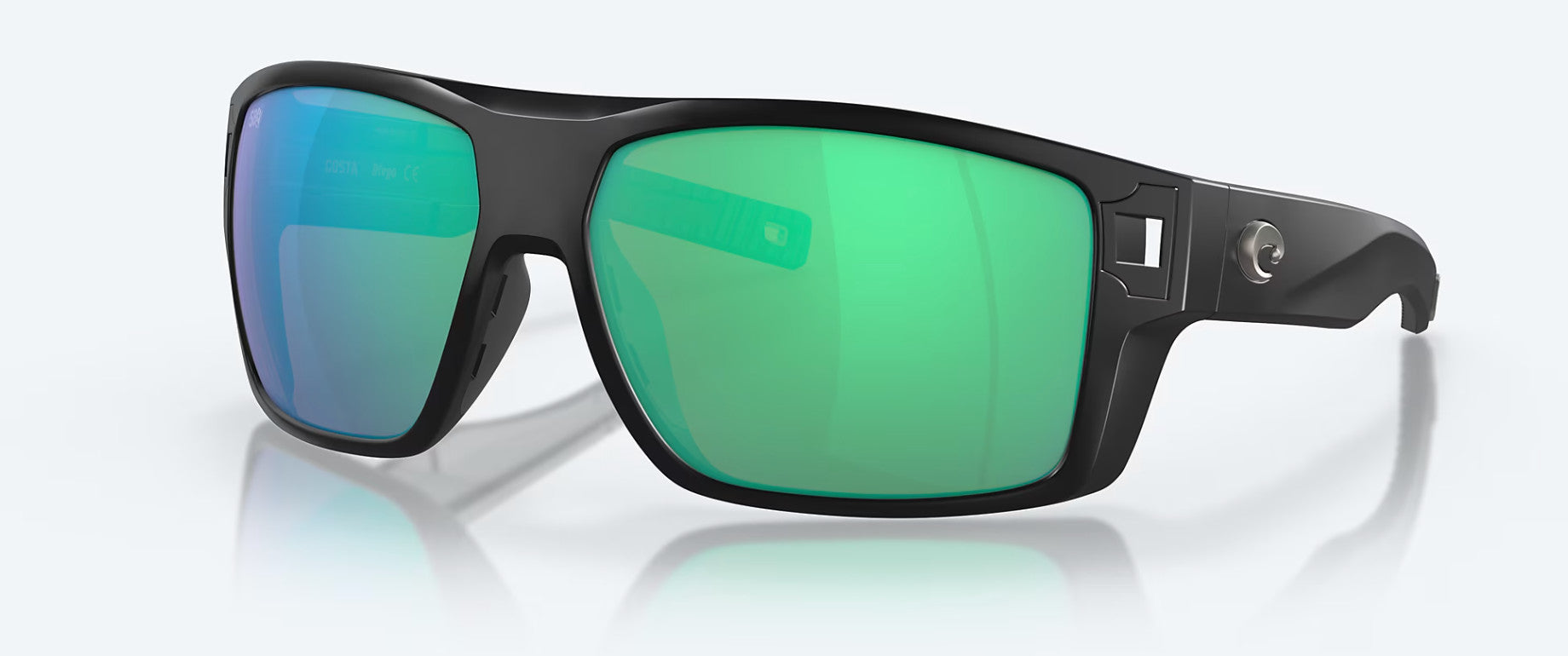Costa Diego Matte Black Frame w/Green Mirror Lens Sunglasses Polarized