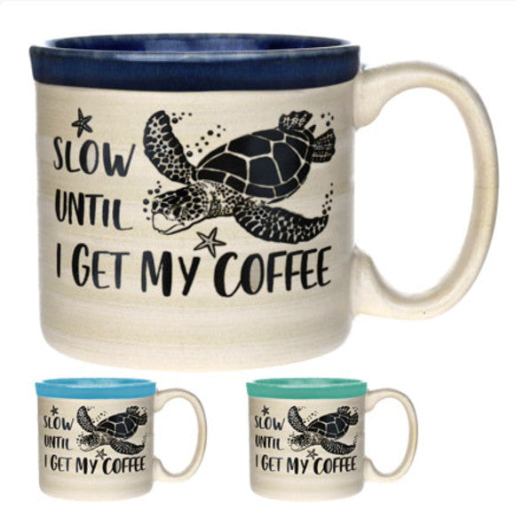 Slow Until I Get My Coffee Embossed  16oz Camp  Mug