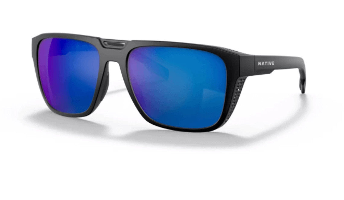 Native Eyewear Mammoth Matte Black Frame w/ Blue Reflex Lens Sunglasses Polarized