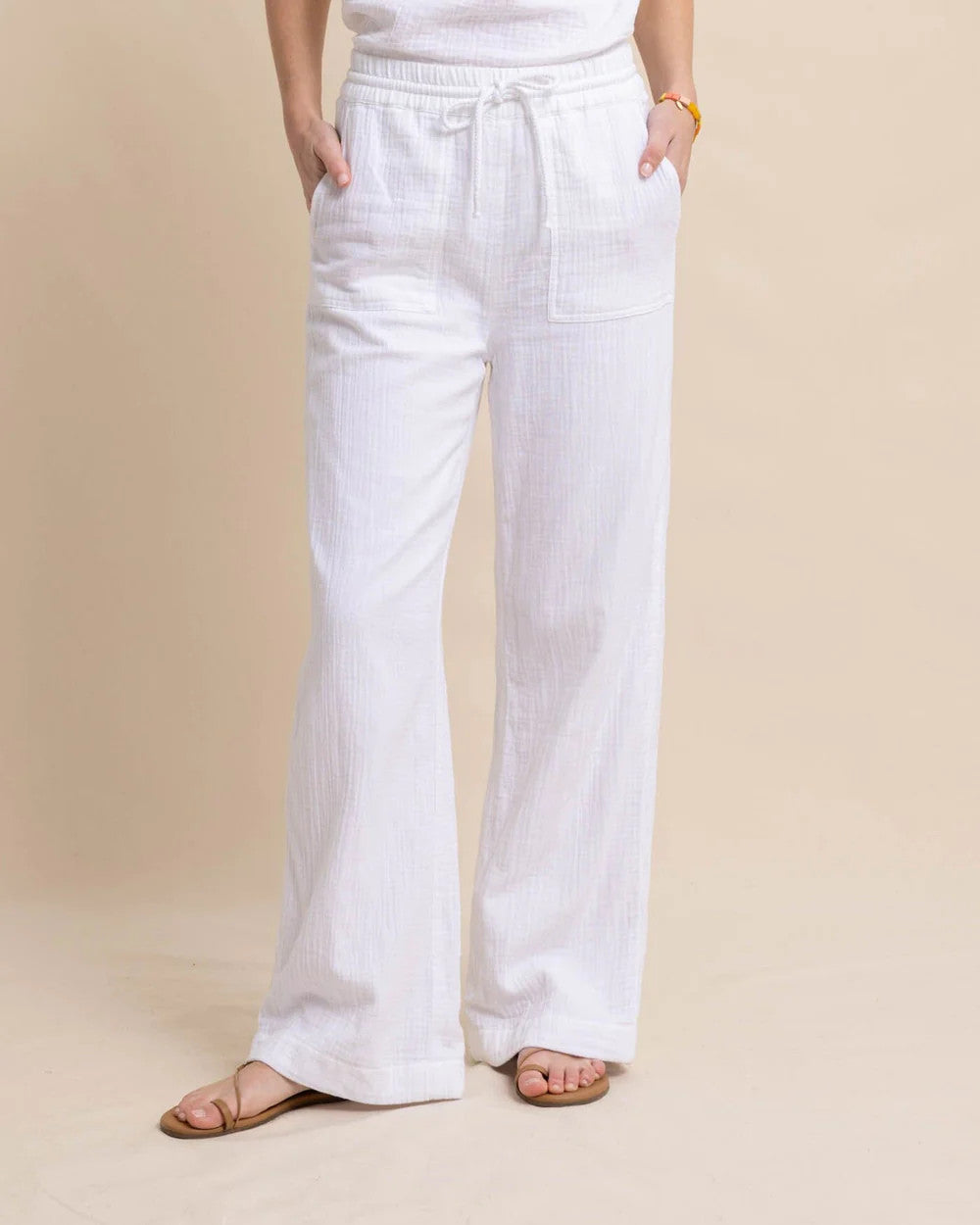 Southern Tide Laken Wide Leg Pants Classic White