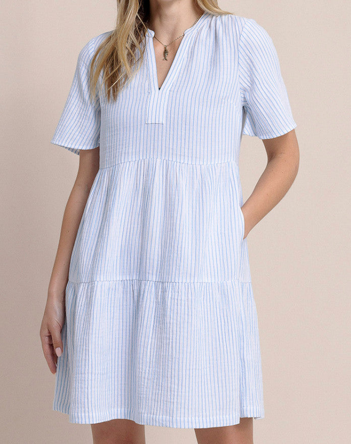 Southern Tide Harper Stripe Dress Boat Blue