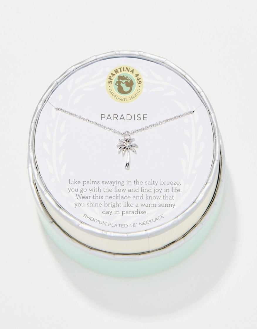 Spartina Paradise Palm Tree Sea La Vie Necklace Silver