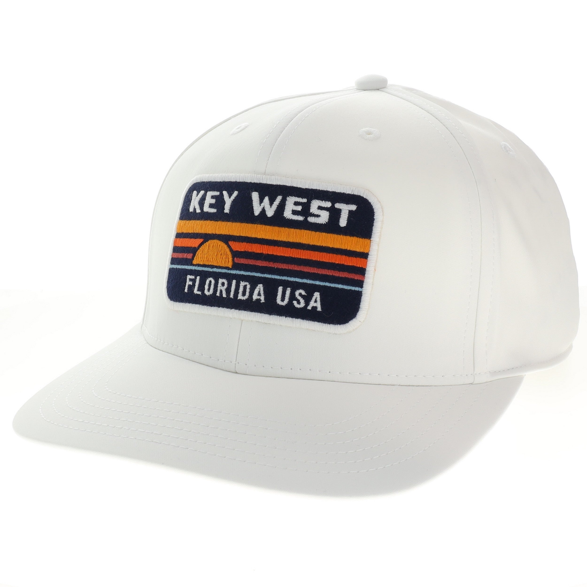 Legacy Retro Evening Patch Key West Trucker Hat — vintage style mesh back cap at Shaddow & Fish boutique
