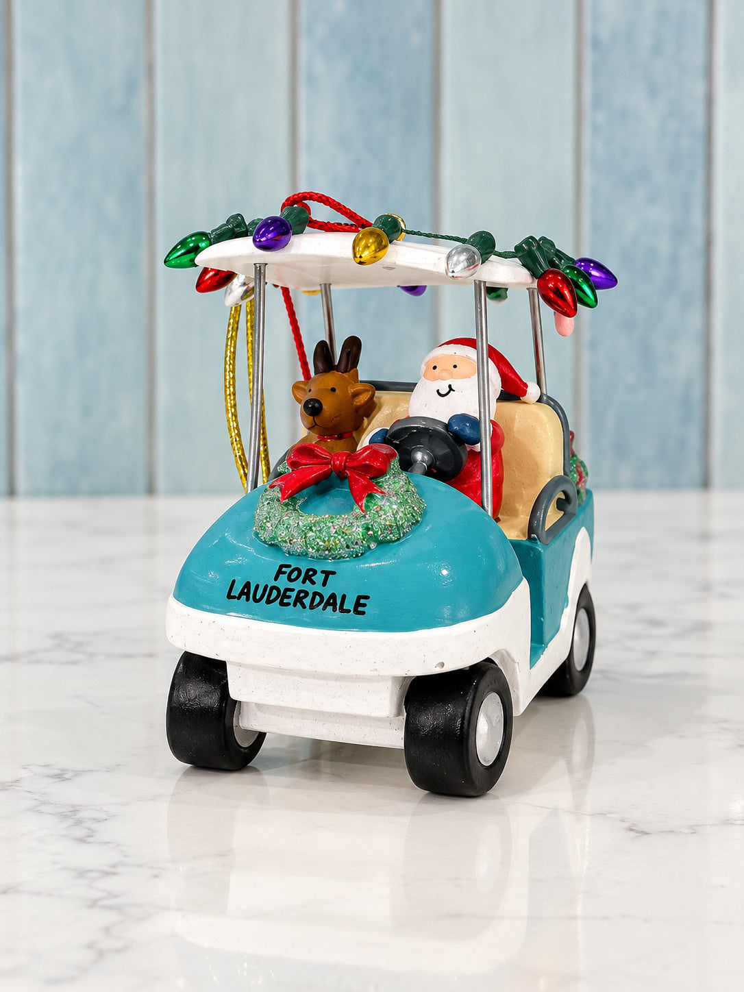 Cape Shore Santa in Golf Cart with Lights Ft Lauderdale Ornament