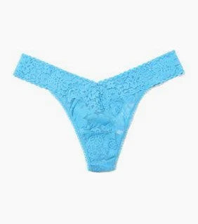 Hanky Panky Rolled Signature Original Lace Rolled Thong Solid Aquatic Blue O/S