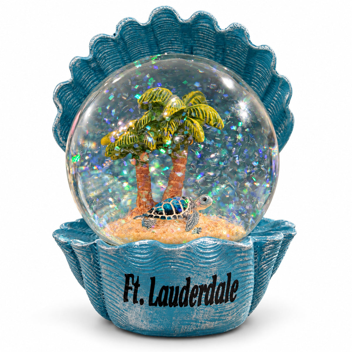 Ft. Lauderdale Palms Turtle Clam Snow Globe