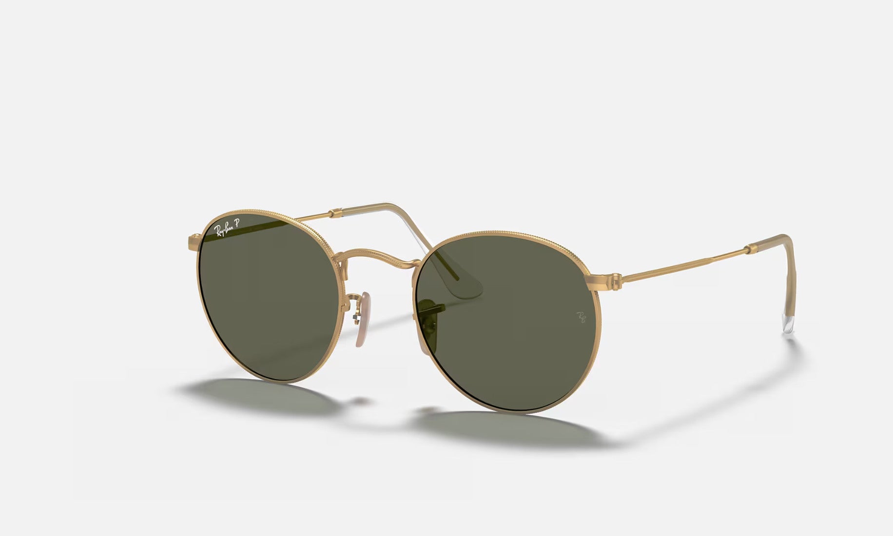 Ray Ban Round Metal Matte on Arista w/ G-15 Green Lens Sunglasses Polarized