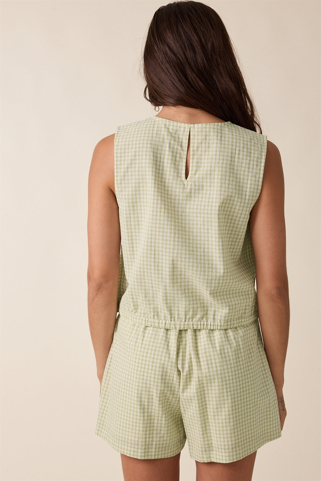 Shaddow and Fish Thea Gingham Short Matcha/Cream