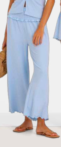 Shaddow and Fish Rib Knit Wide Leg Pants