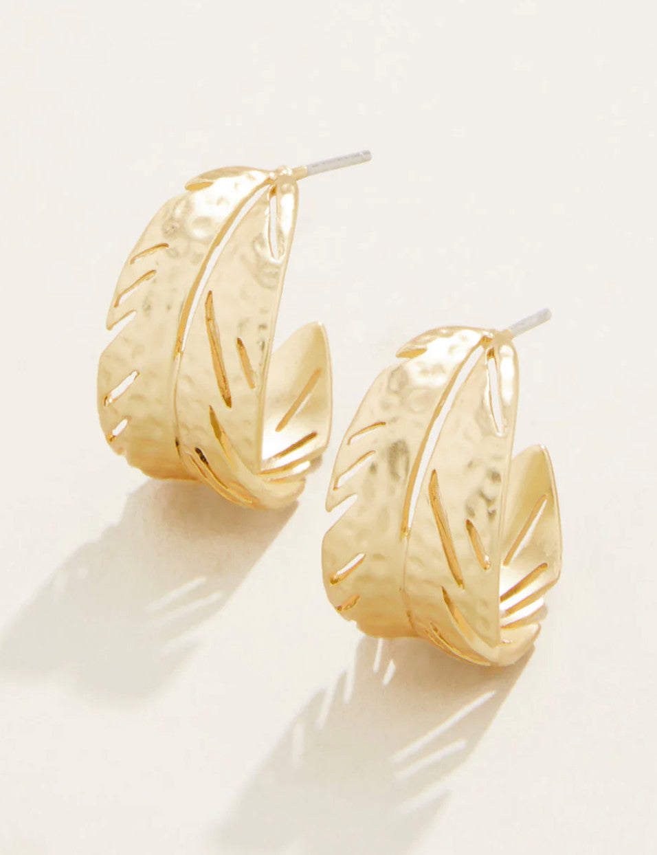 Spartina Calathea Leaf Hoop Earrings Gold