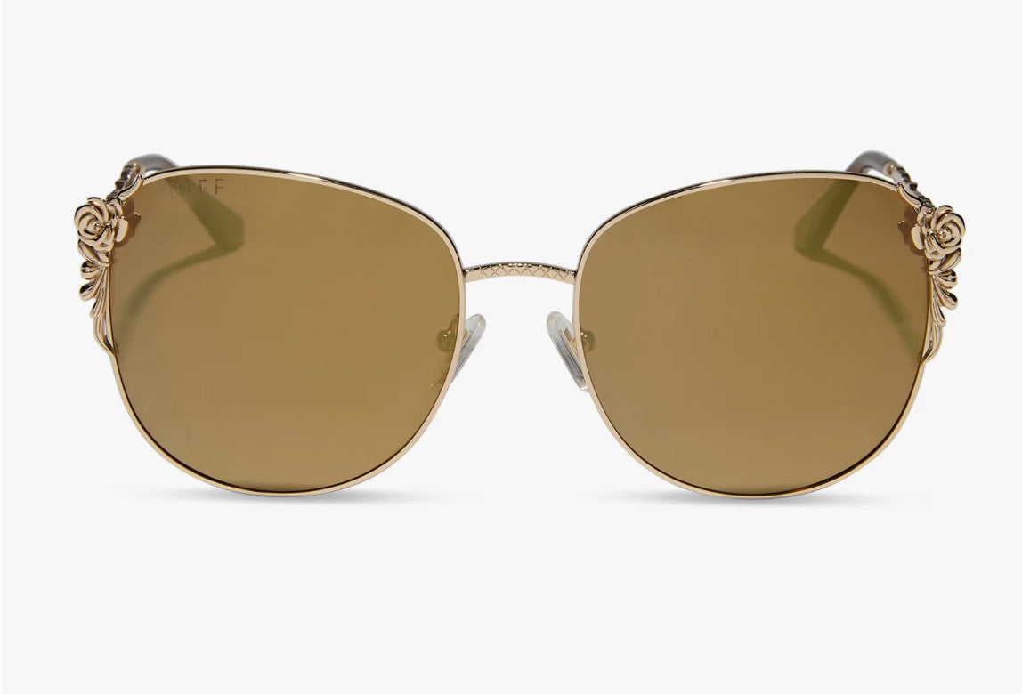 Diff Disney Belle Gold Frame w/ Brown Gold Flash Lens Sunglasses Polarized