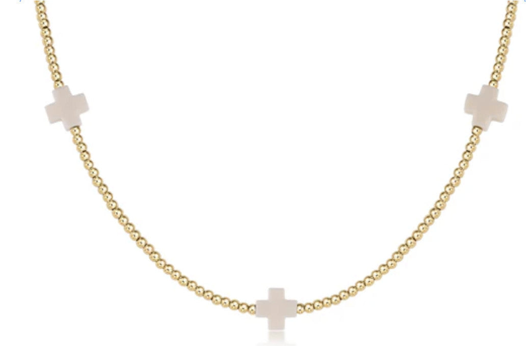Enewton 15" Choker Signature Cross Pattern 2mm Bead Necklace
