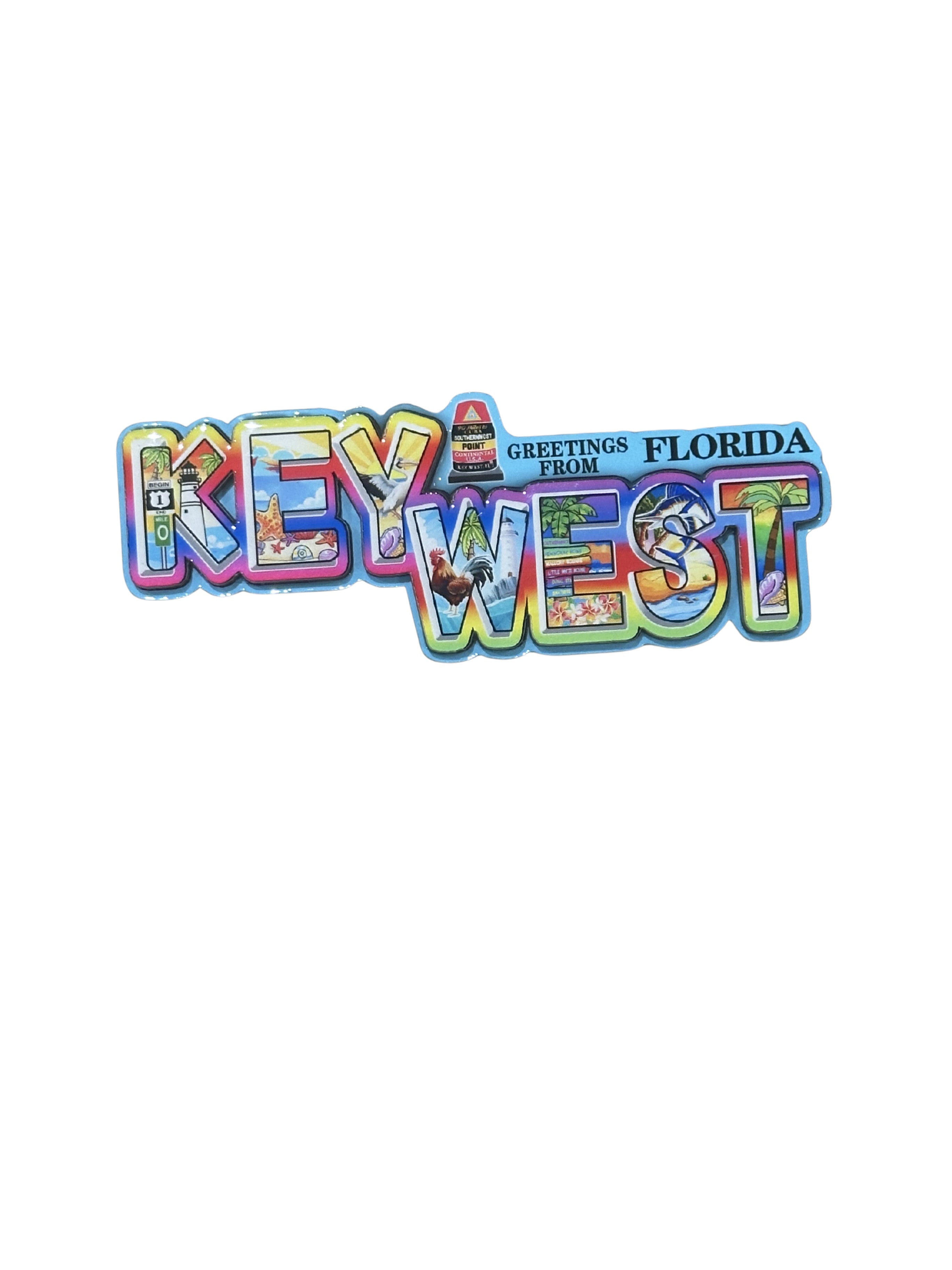 Greetings From Key West Florida Retro Postcard Panorama Magnet
