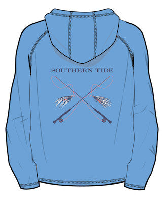 Southern Tide Coastal Breeze Crossed Lines Performance Hoodie Ocean Channel