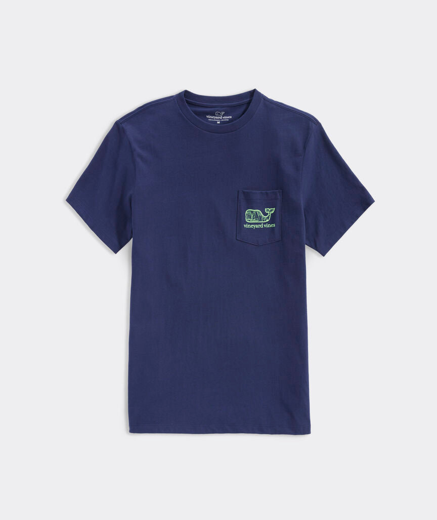 Vineyard Vines Boat Blueprint Whale Fill Tee SS Nautical Navy