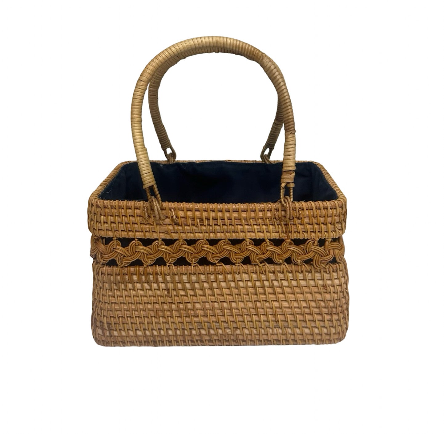 Shaddow and Fish Carla Woven Detail Tote Luxe Bag Navy