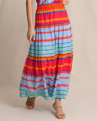Southern Tide Juliet Calypso Cay Stripe Maxi Skirt Calypso Berry