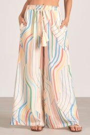 Elan Kayla Wide Leg Pants Multi Santa Barbara Print