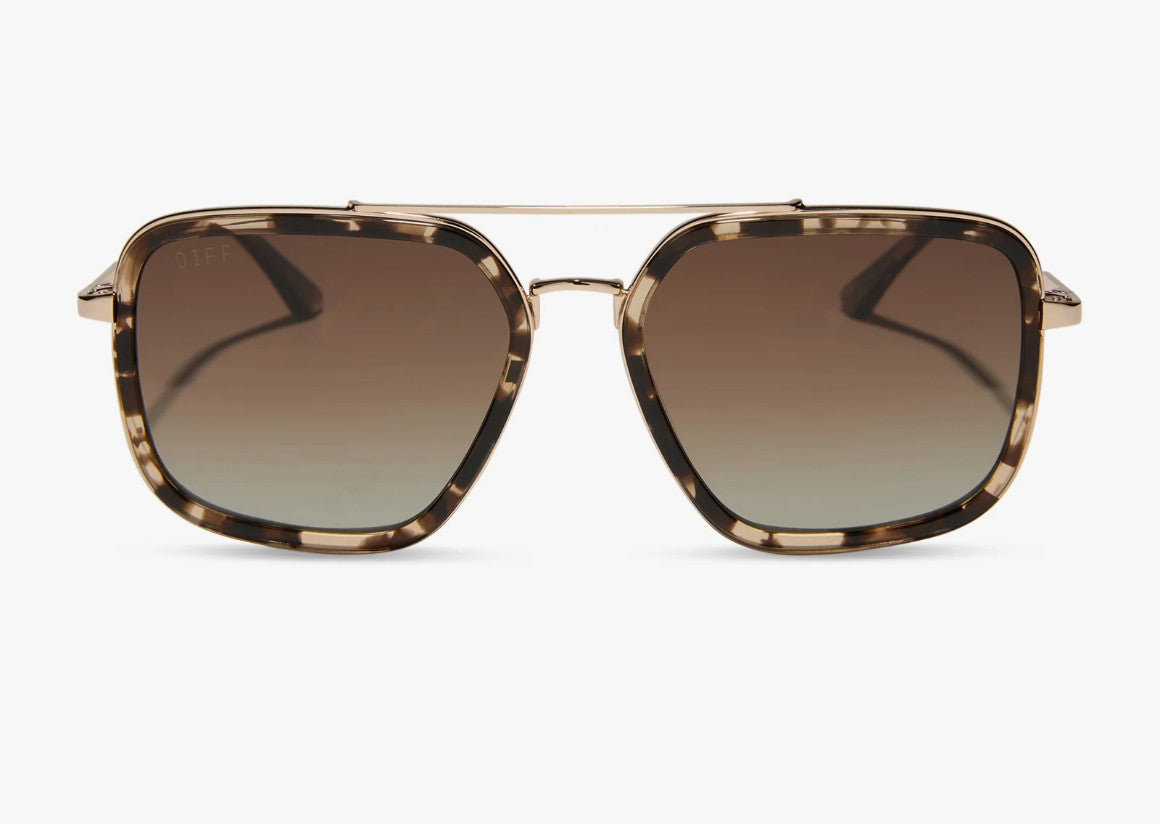 Diff Jordan Espresso Tortoise Frame w/ Brown Gradient Lens Sunglasses Polarized