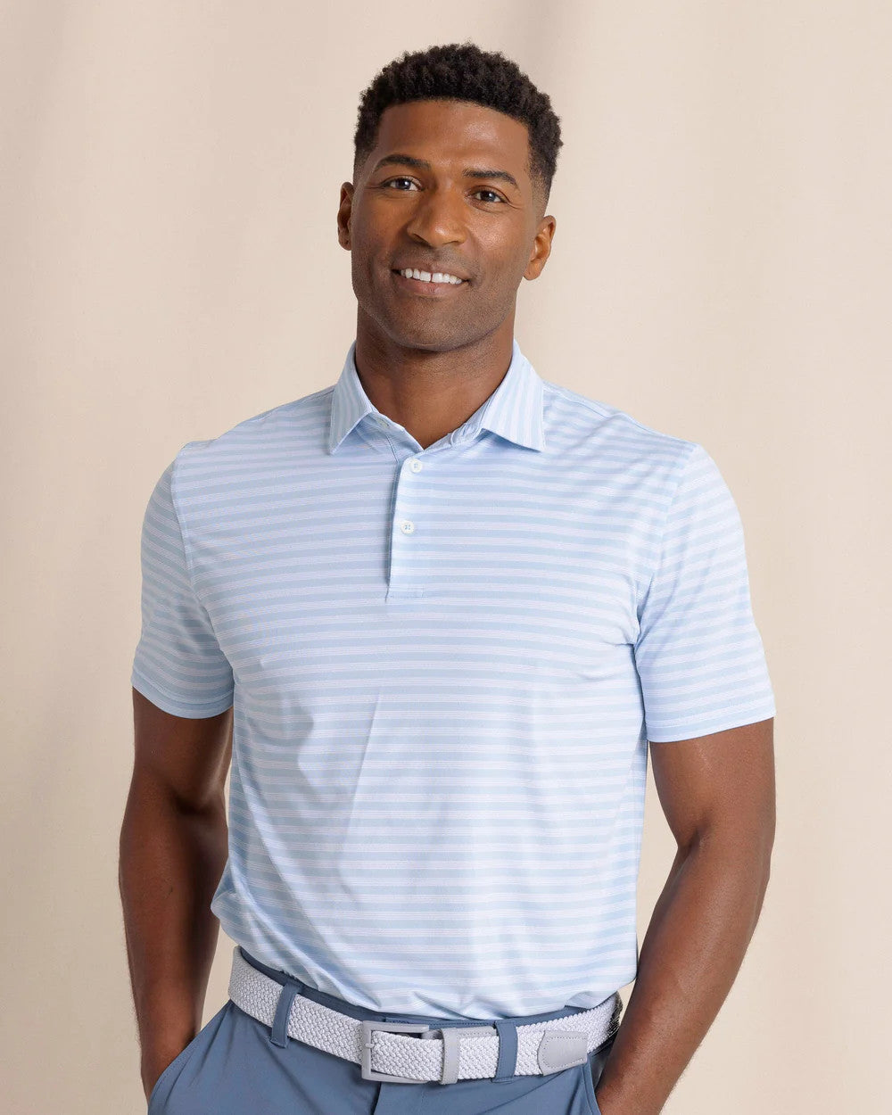 Southern Tide Driver Sevilla Stripe Polo Cerulean
