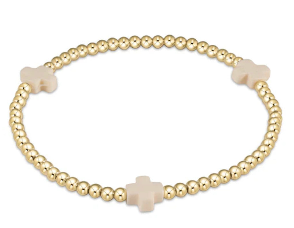 Enewton Signature Cross Gold Pattern 3mm Bead Bracelet