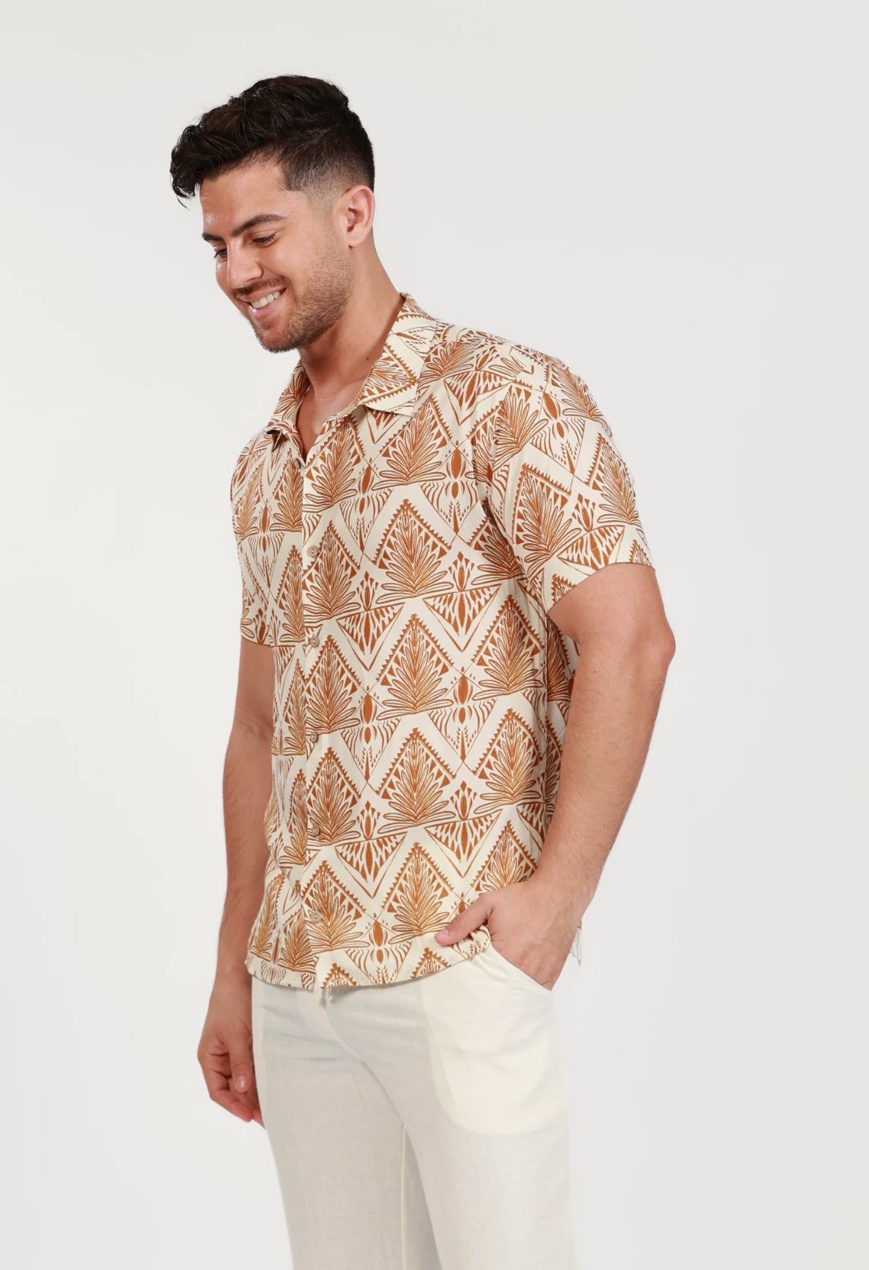 Salty Weekend Blake Viscose SS Button Down Shirt Clay